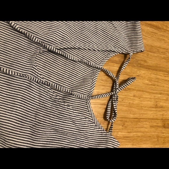 Jun & Ivy NWT Medium Blue white Top Striped Lace Spring coquette‎ office girly - Picture 5 of 8